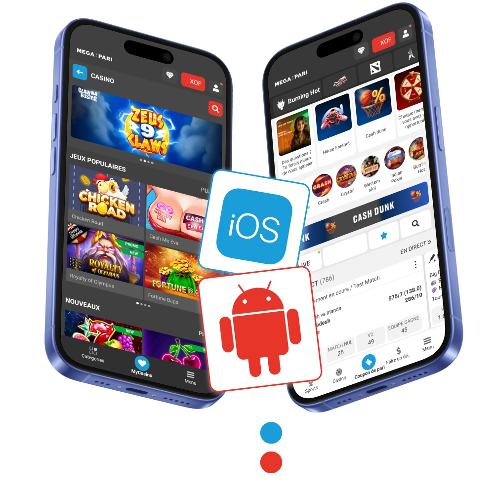 Téléchargez l'application Megapari sur vos appareils Android et iOS.