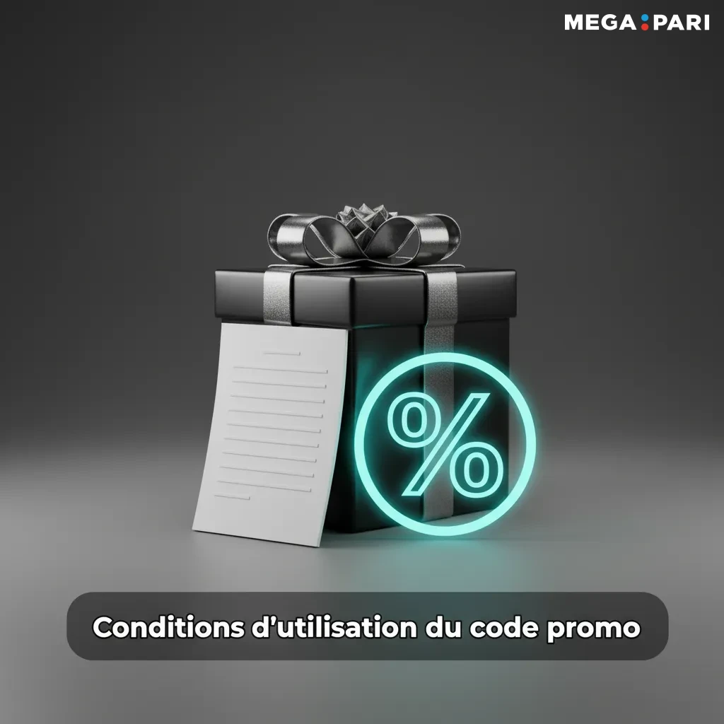 Écran listant les conditions du code promo: bonus 200% max 984 000 XOF, 150 tours gratuits, 18+, mises et délais, code requis
