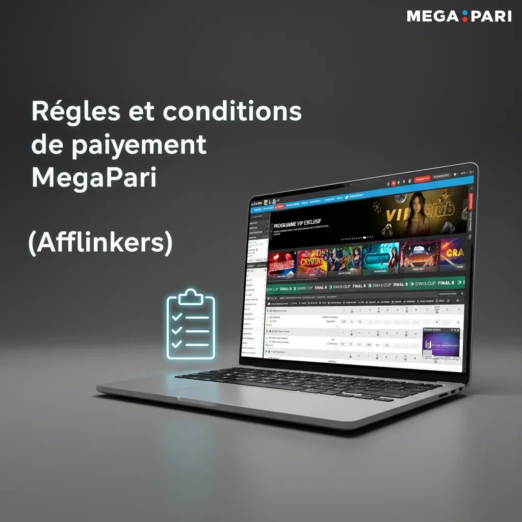 Affiche règles de paiement MegaPari Côte d’Ivoire: KYC, même titulaire/méthode, limites, mise bonus, crypto, frais réseau.