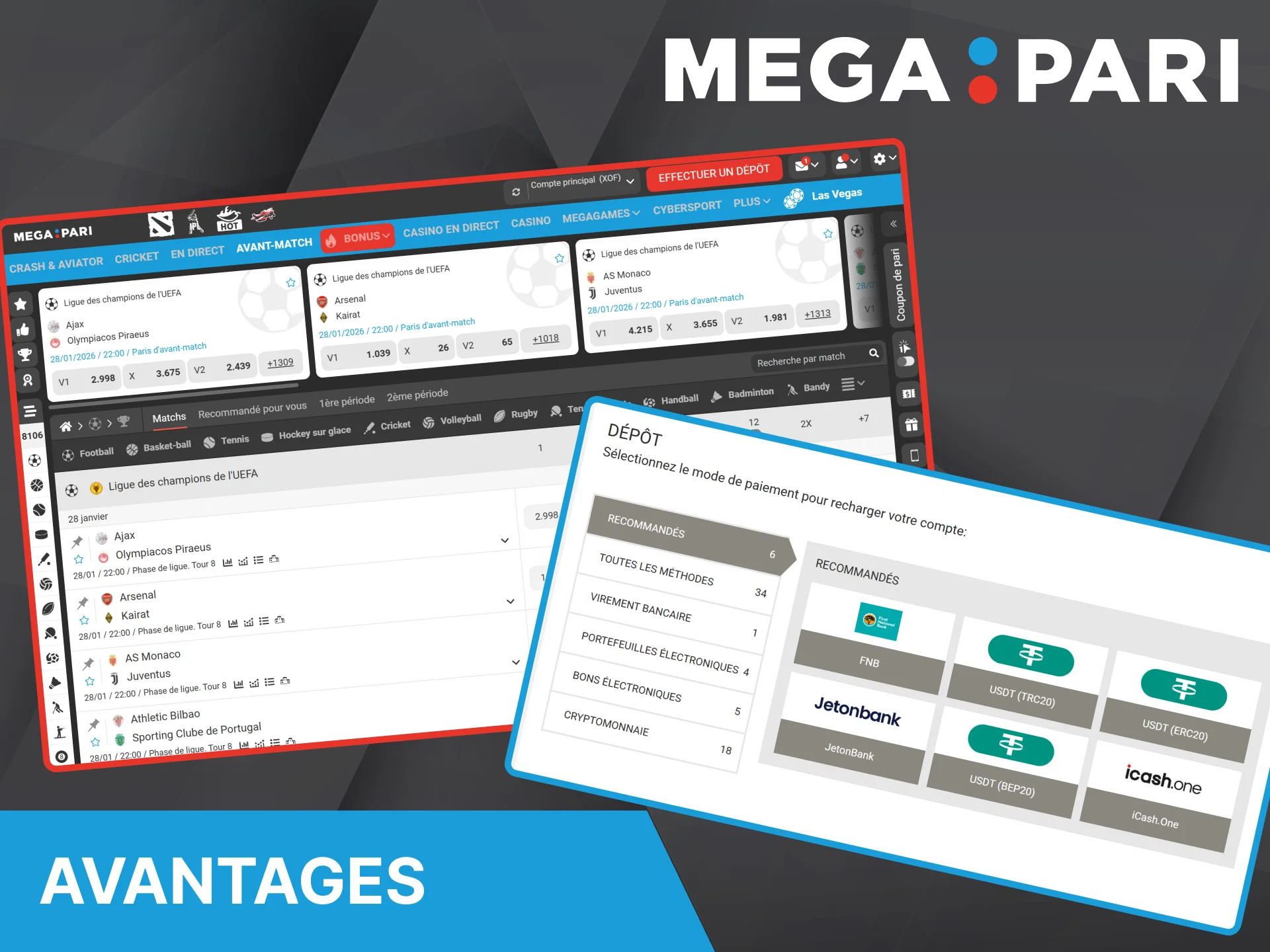 Découvrez les avantages exclusifs et les offres spéciales proposés par Megapari en Côte d'Ivoire.