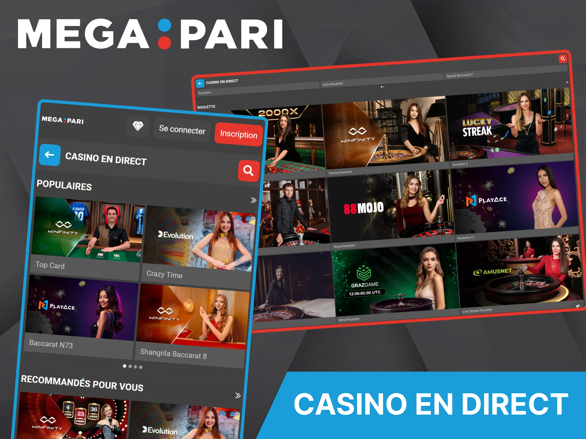 Megapari Casino propose des tables avec croupiers en direct pour une expérience de jeu véritablement immersive en temps réel.