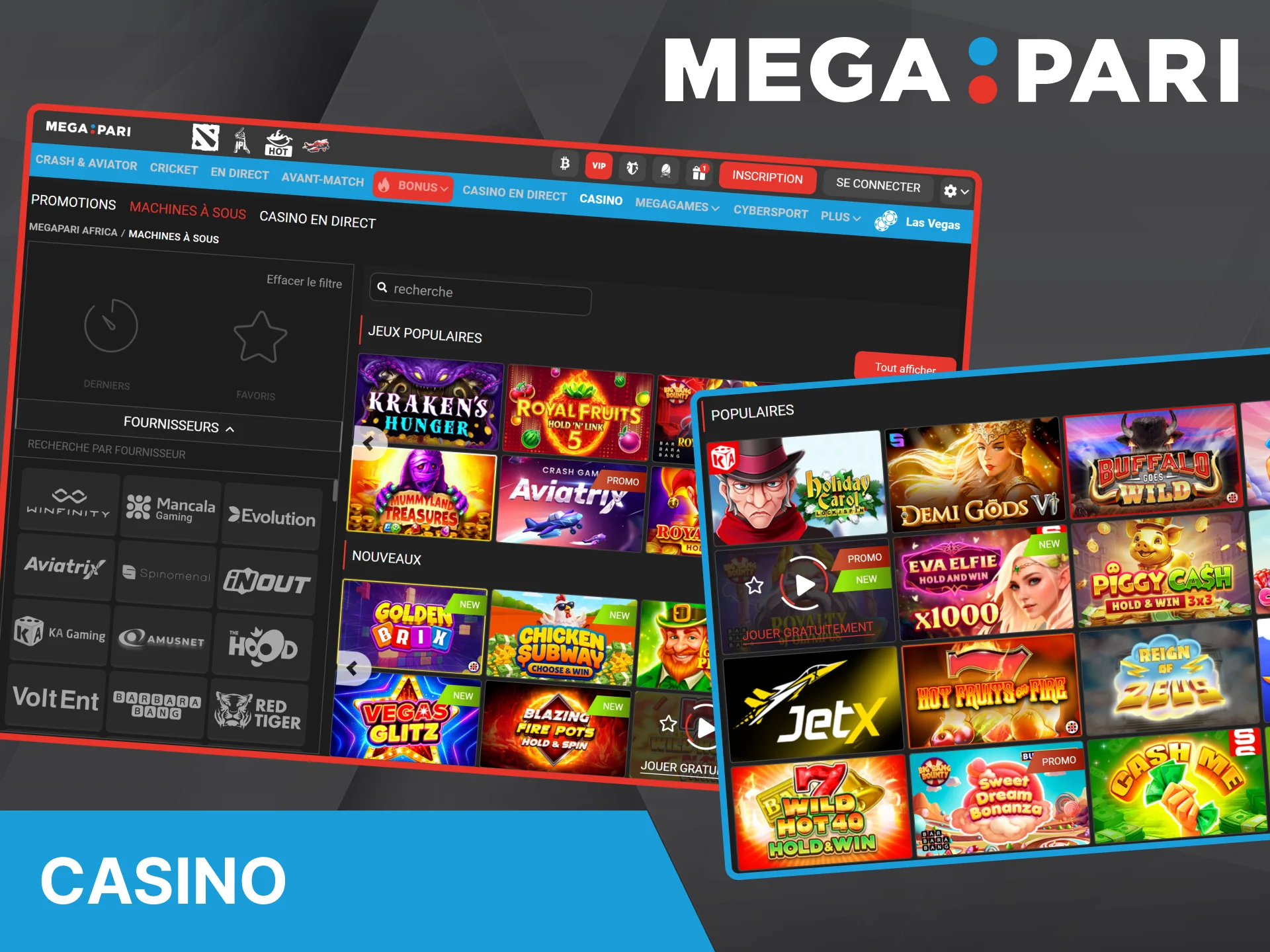 Nous vous proposons un aperçu de la ludothèque et des services en ligne du casino Megapari.