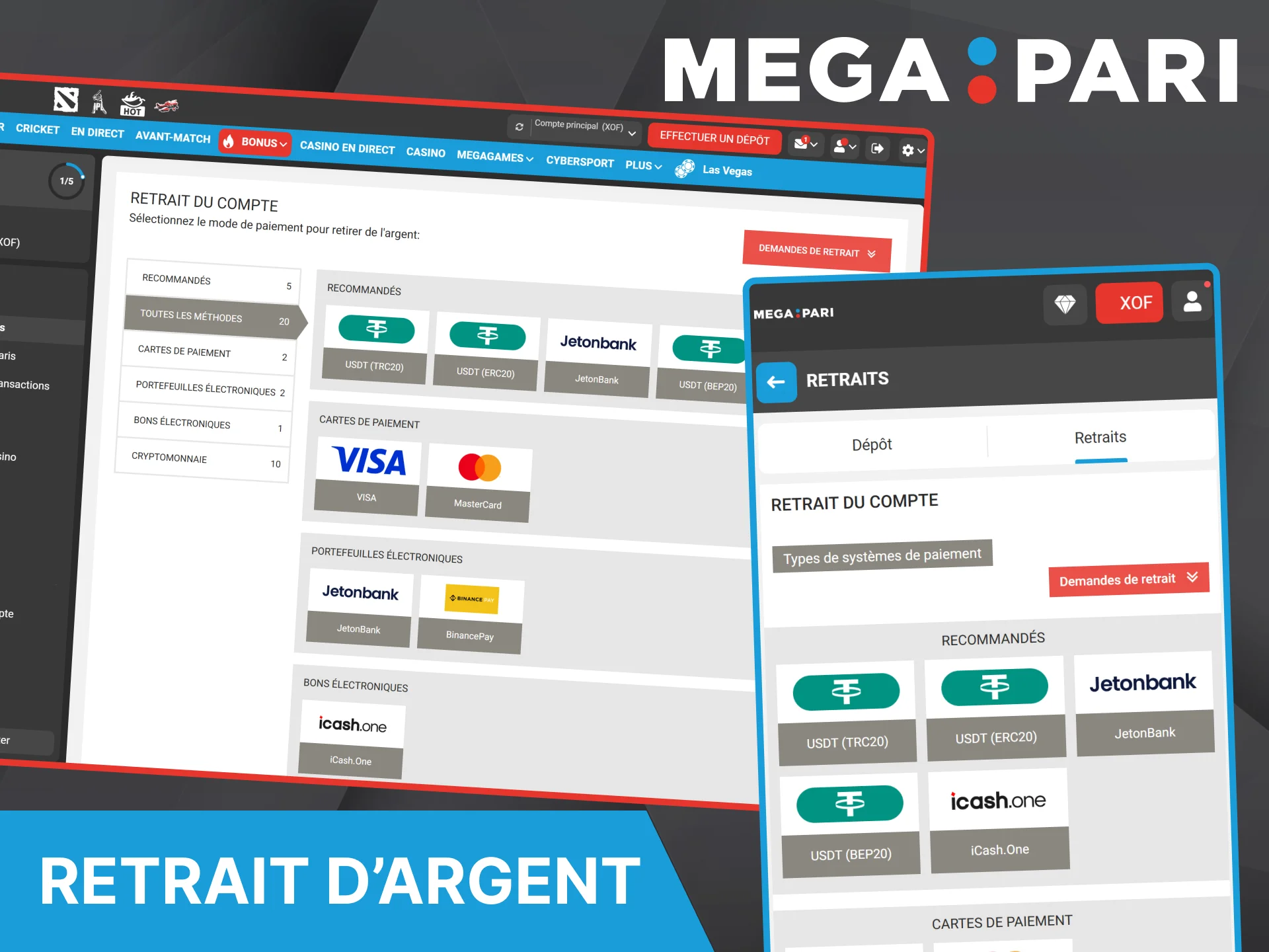 Découvrez les moyens sûrs de retirer vos gains de votre compte de bookmaker Megapari.