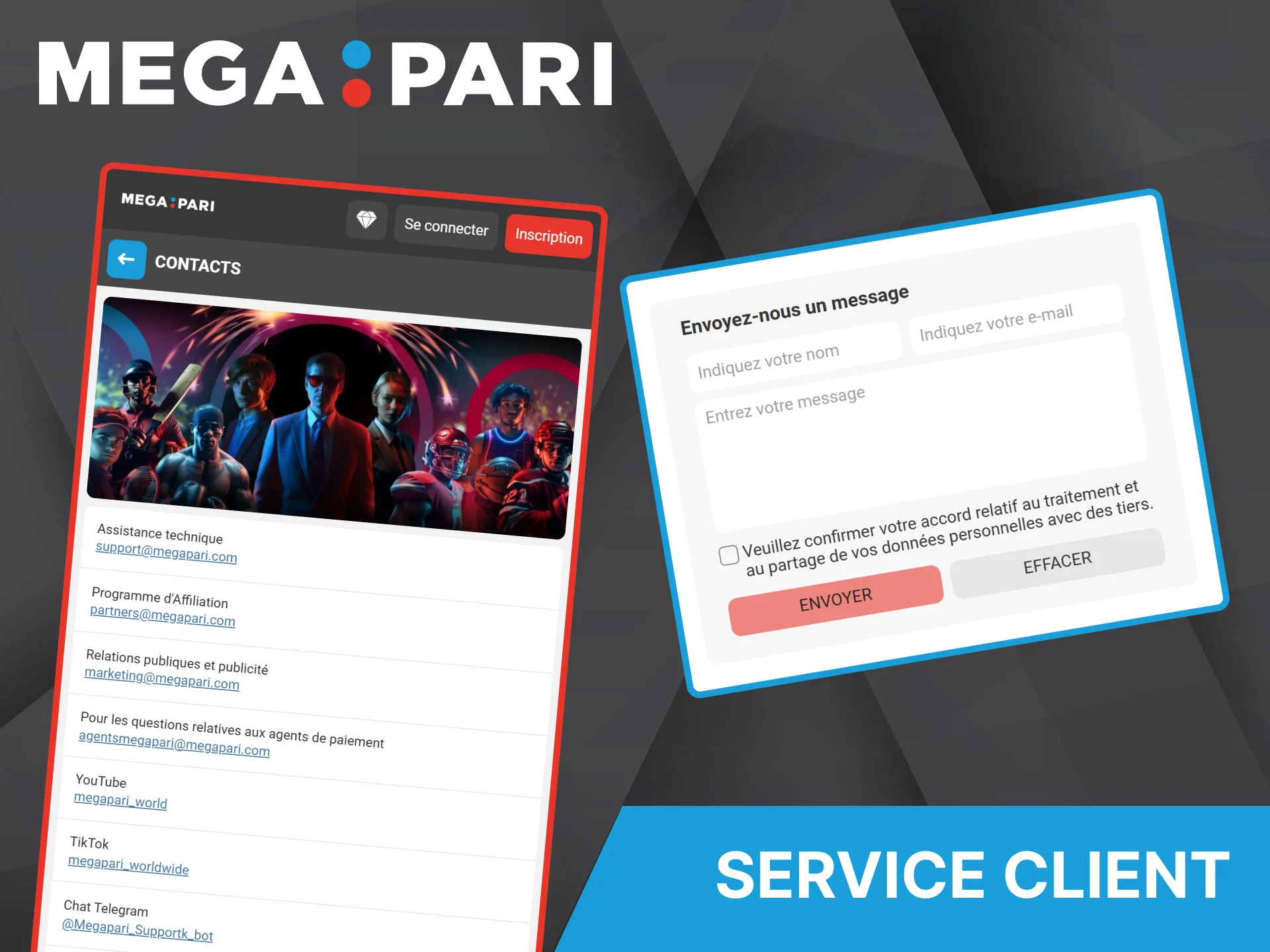 Les utilisateurs ont accès à différents canaux pour contacter le support Megapari.