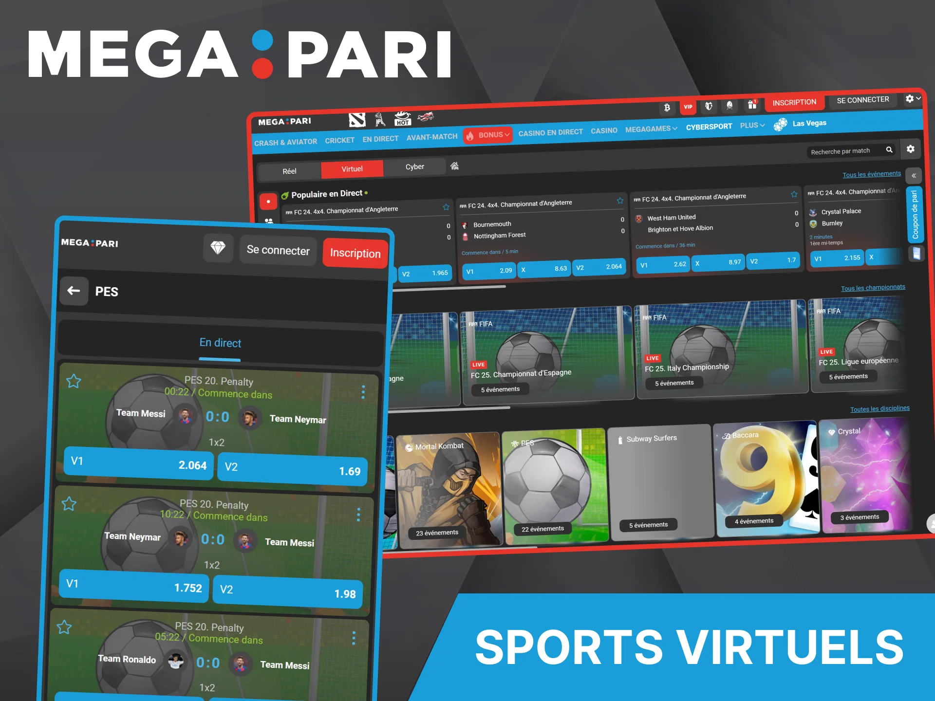 Le site web du bookmaker Megapari propose des simulations informatiques d'événements sportifs pour parier sur des sports virtuels.