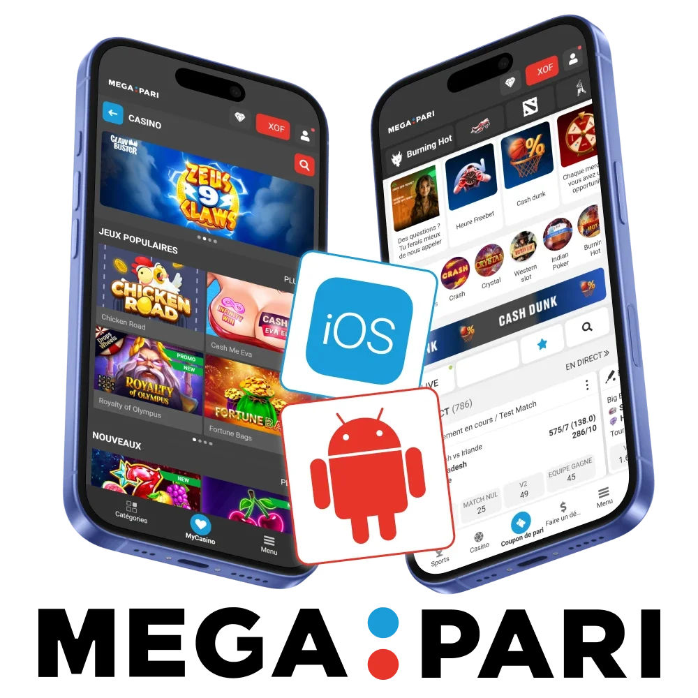 Téléchargez l'application Megapari sur vos appareils Android et iOS.