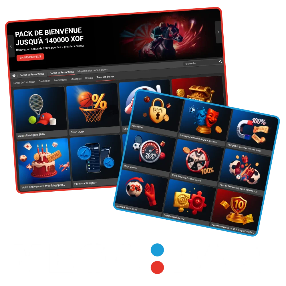 Découvrez tous les bonus offerts par le bookmaker et casino Megapari.