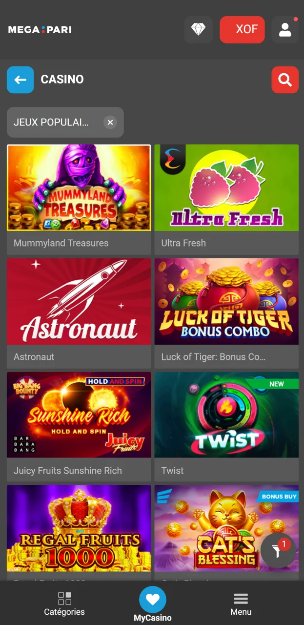 Choisissez votre jeu préféré sur le site du casino Megapari et commencez à gagner.