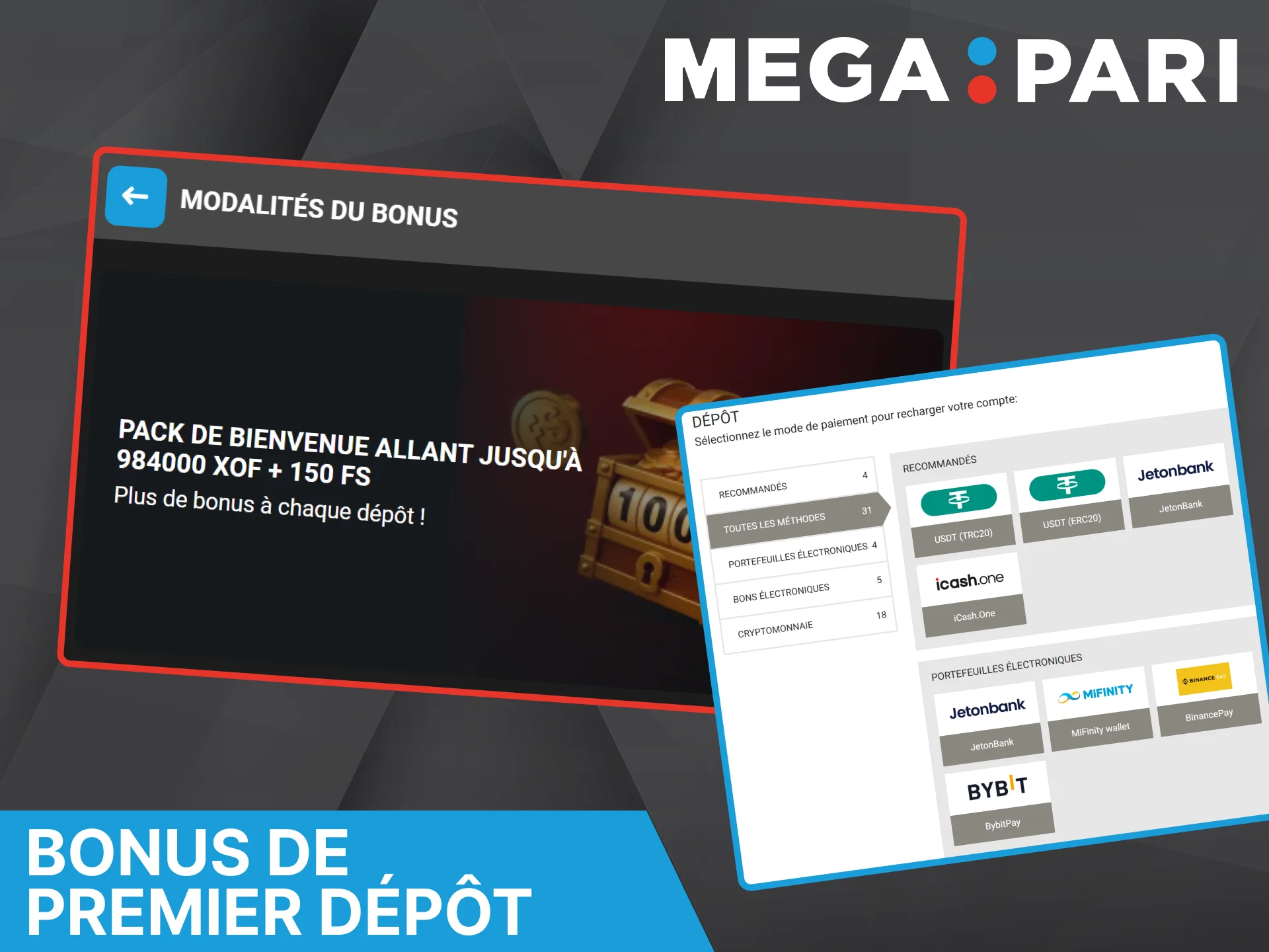 Megapari propose une large gamme de bonus, y compris des bonus sur le premier dépôt.