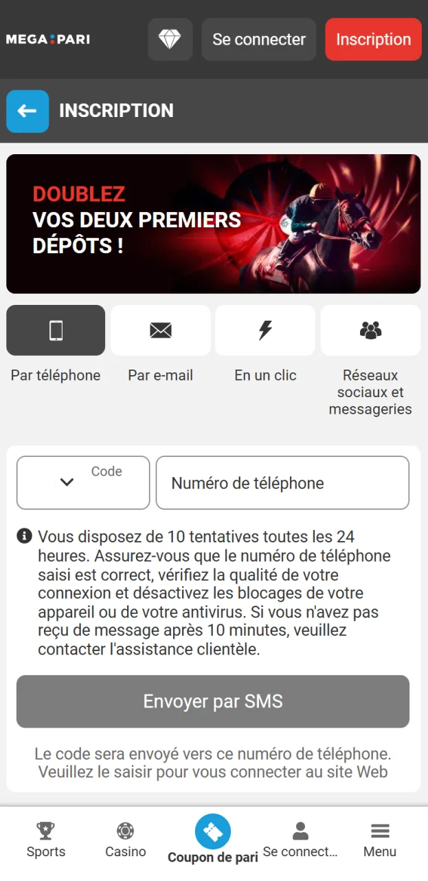Créez un compte sur la plateforme Megapari pour commencer à effectuer des transactions.
