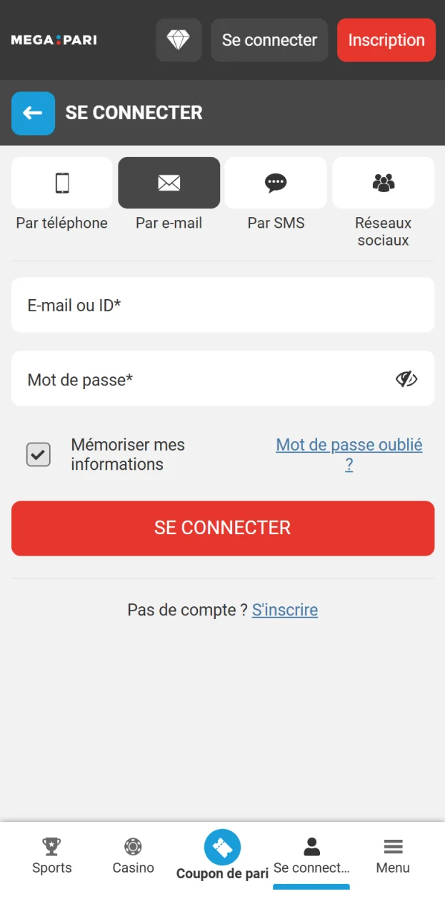 Connectez-vous au site web de Megapari et accédez à votre compte personnel pour commencer à retirer des fonds.